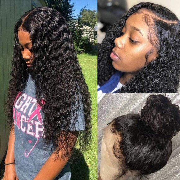 Other - 22" Human Hair Lace Front Wig Water Wave Curly